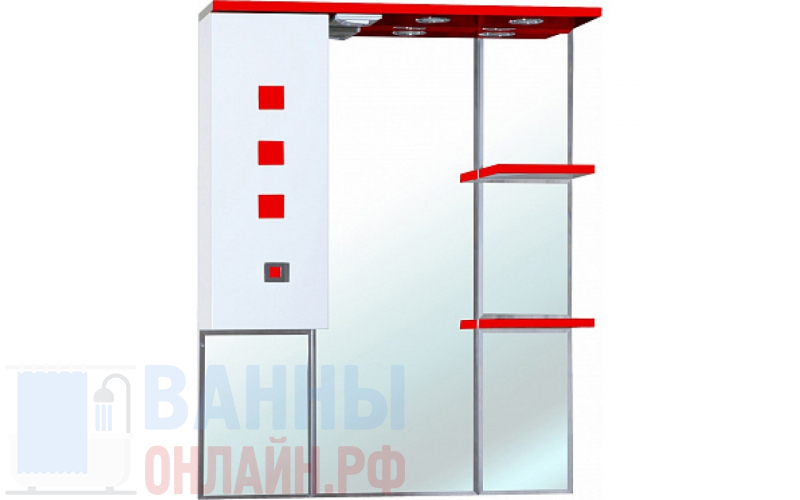 Зеркало-шкаф Bellezza Натали 80 L белый с красным