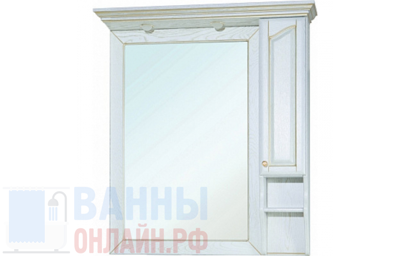 Зеркало-шкаф Bellezza Рим 100 R белое патина золото