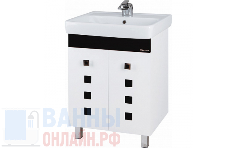 Тумба с раковиной Bellezza Натали 60 белая с черным