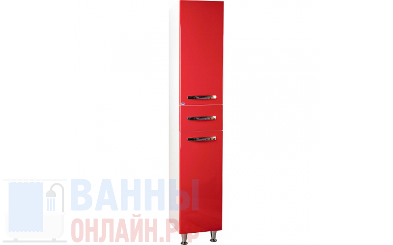 Шкаф-пенал Bellezza Рокко 35 R красный с бельевой корзиной