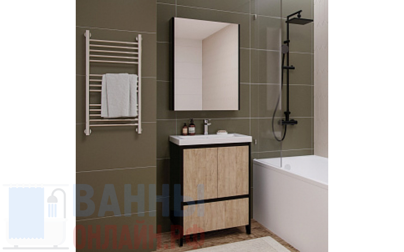 Мебель для ванной Velvex Klaufs 60.2D.1Y черная, шатанэ, напольная