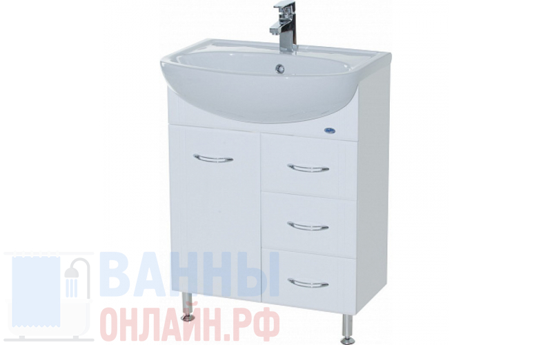 Тумба с раковиной Bellezza Уют 60 3 ящика белая