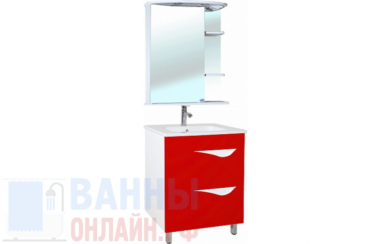 Мебель для ванной Bellezza Эйфория 60 красная 2 ящика