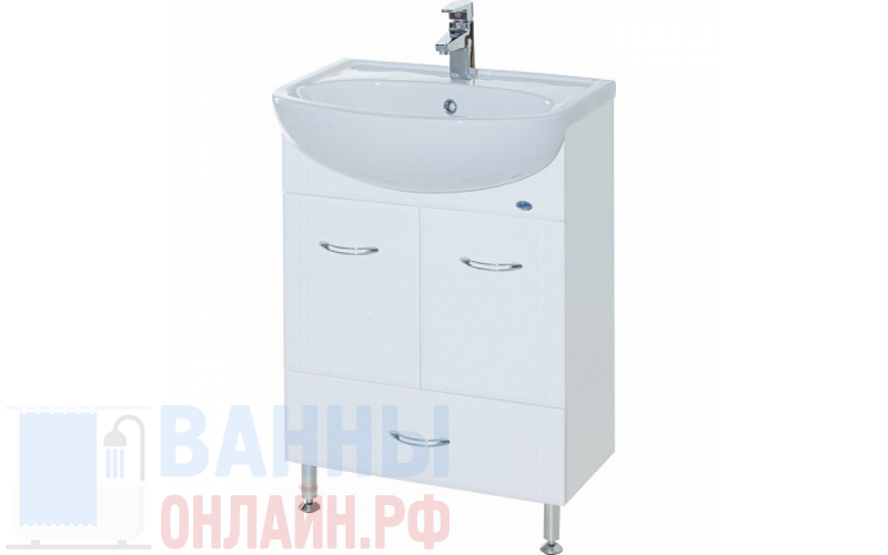 Тумба с раковиной Bellezza Уют 50 с нижним ящиком белая