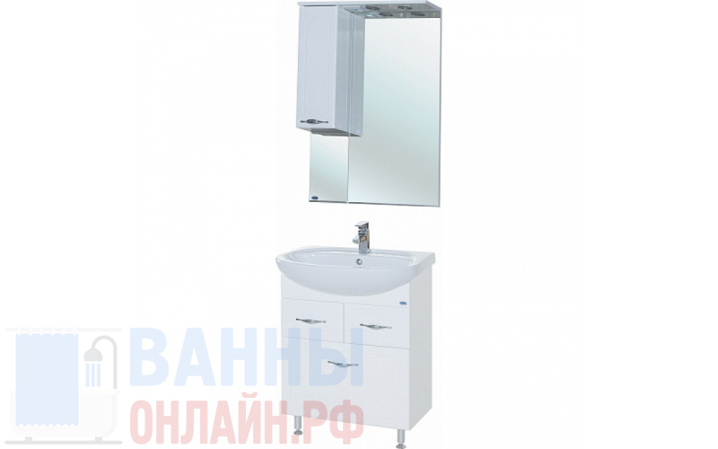 Мебель для ванной Bellezza Стелла 65 2 ящика белая с бельевой корзиной