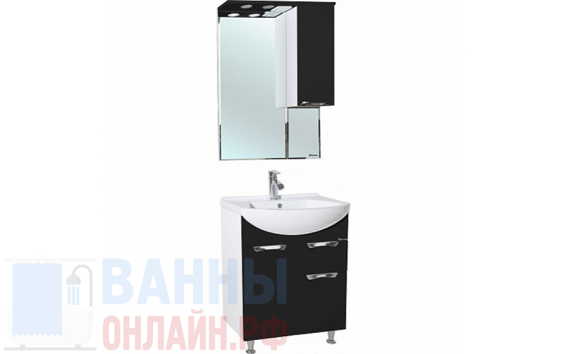 Мебель для ванной Bellezza Альфа 65 черная с ящиком