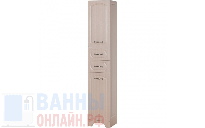 Шкаф-пенал Bellezza Камелия 35 с бельевой корзиной L светлый лен