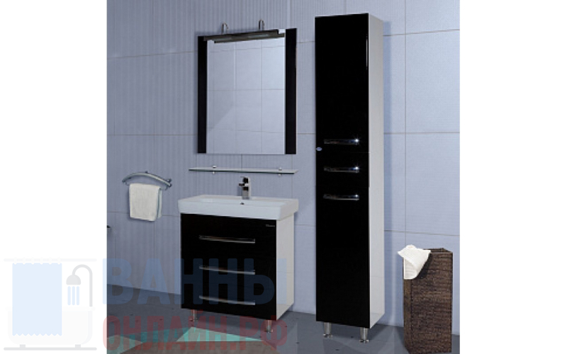 Мебель для ванной Bellezza Рокко 60 черная напольная 3 ящика