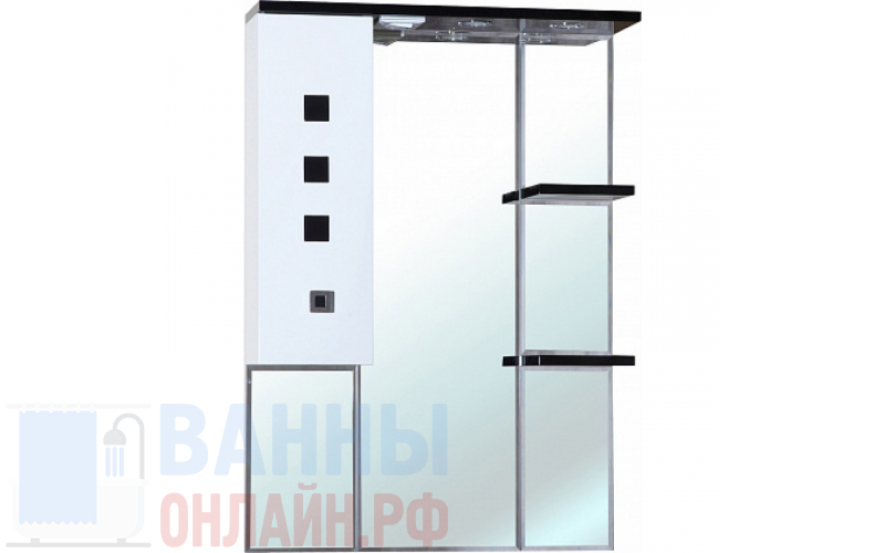Зеркало-шкаф Bellezza Натали 80 L белый с черным