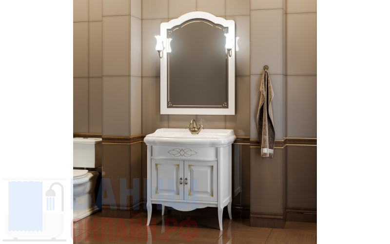 Мебель для ванной Opadiris Лоренцо 80 белая с патиной