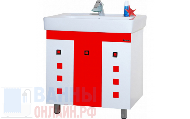 Тумба с раковиной Bellezza Натали 80 белая с красным