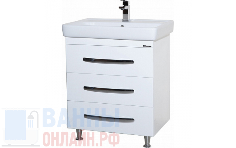 Тумба с раковиной Bellezza Рокко 70 белая напольная 3 ящика