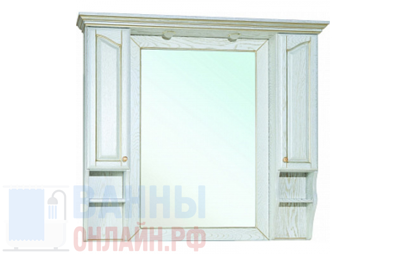 Зеркало-шкаф Bellezza Рим 120 белое патина золото