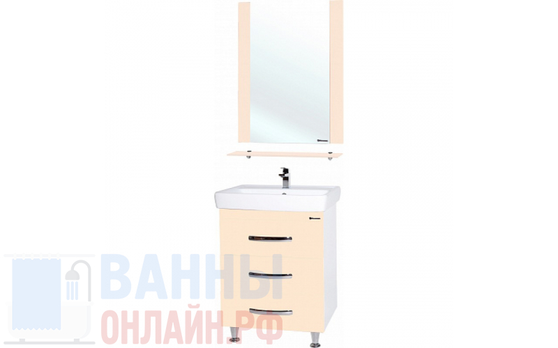 Мебель для ванной Bellezza Рокко 80 бежевая напольная 3 ящика