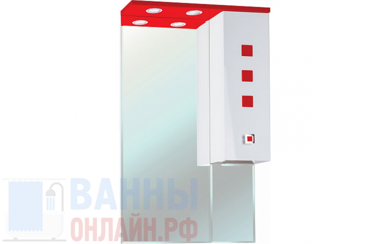 Зеркало-шкаф Bellezza Натали 70 R белый с красным