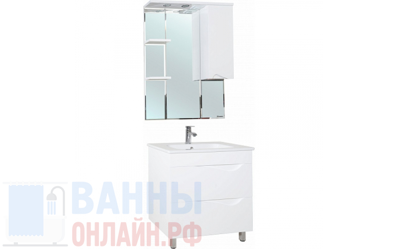 Мебель для ванной Bellezza Эйфория 80 белая 2 ящика