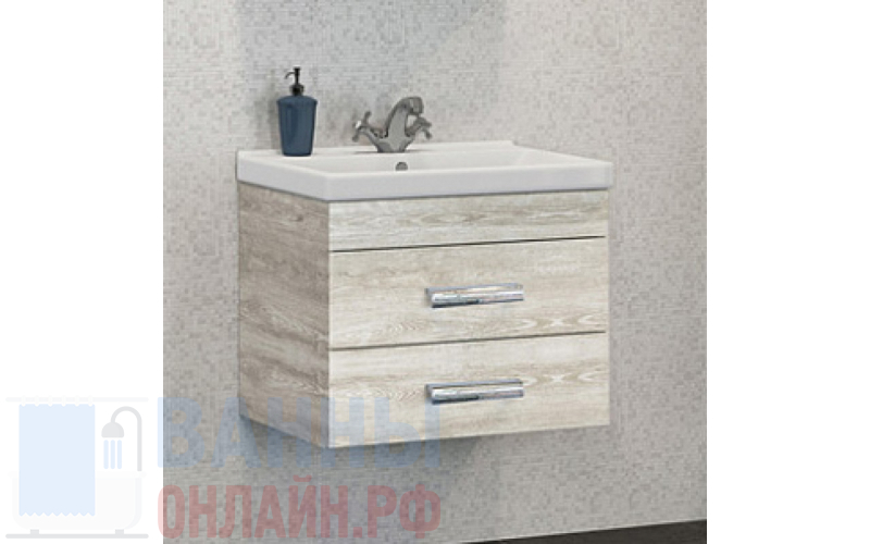 Тумба с раковиной Comforty Никосия 60 дуб белый