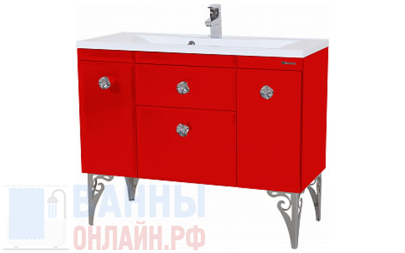 Тумба с раковиной Bellezza Луссо 100 красная